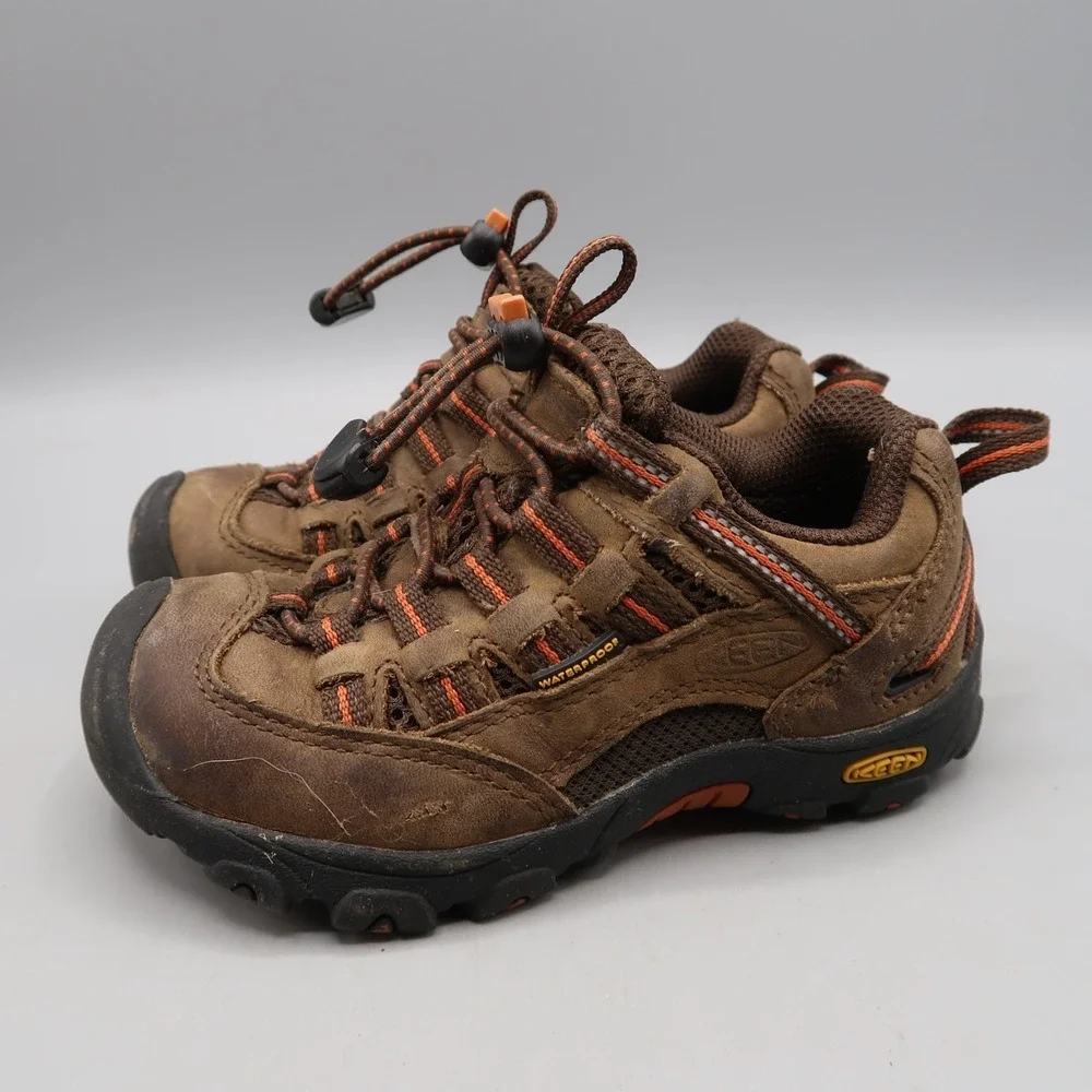 KEEN Kids Hiking Shoes Size 10 US EU 28 Brown Black Trail Outdoor Waterproof